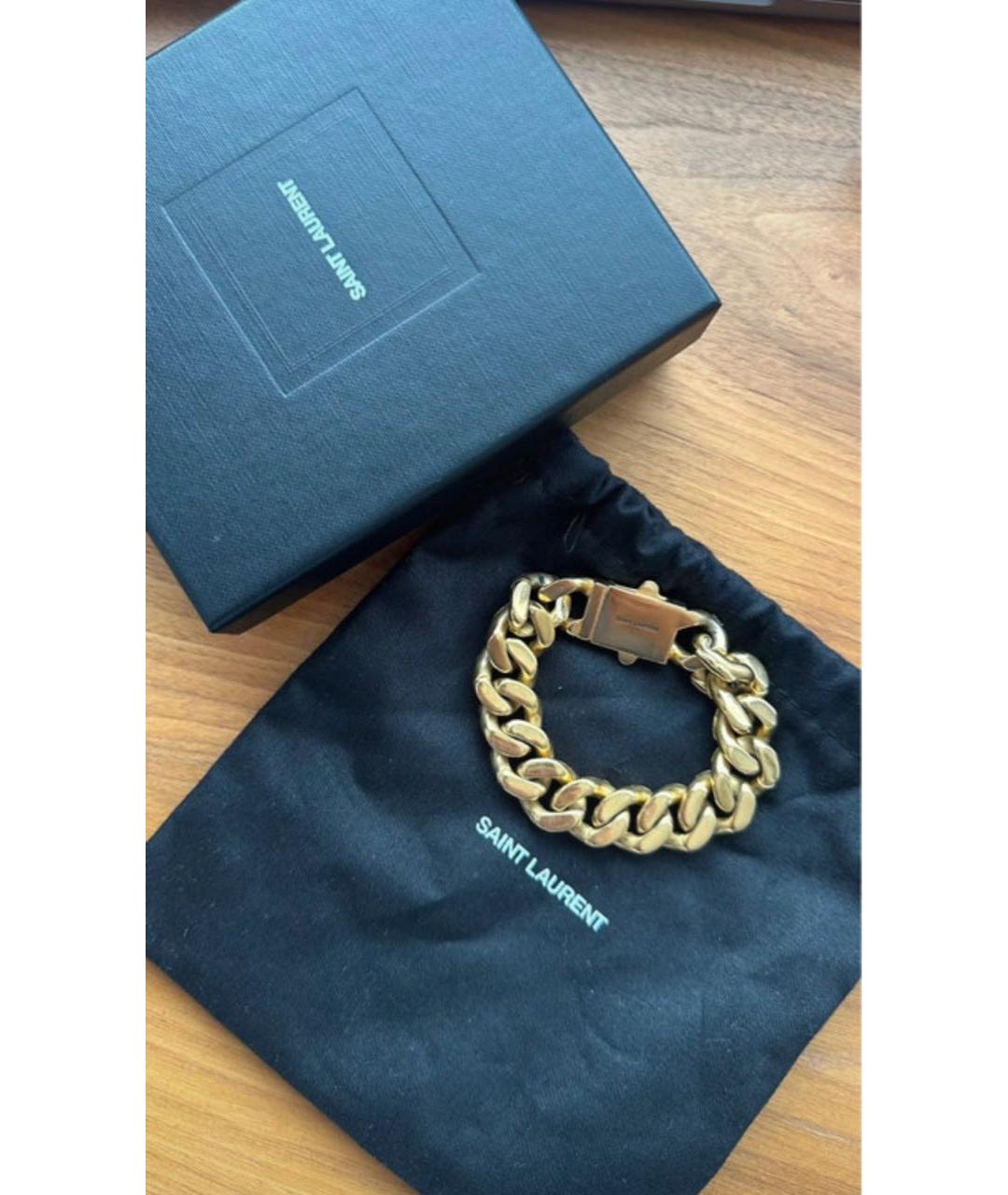 SAINT LAURENT Золотой металлический браслет, фото 8