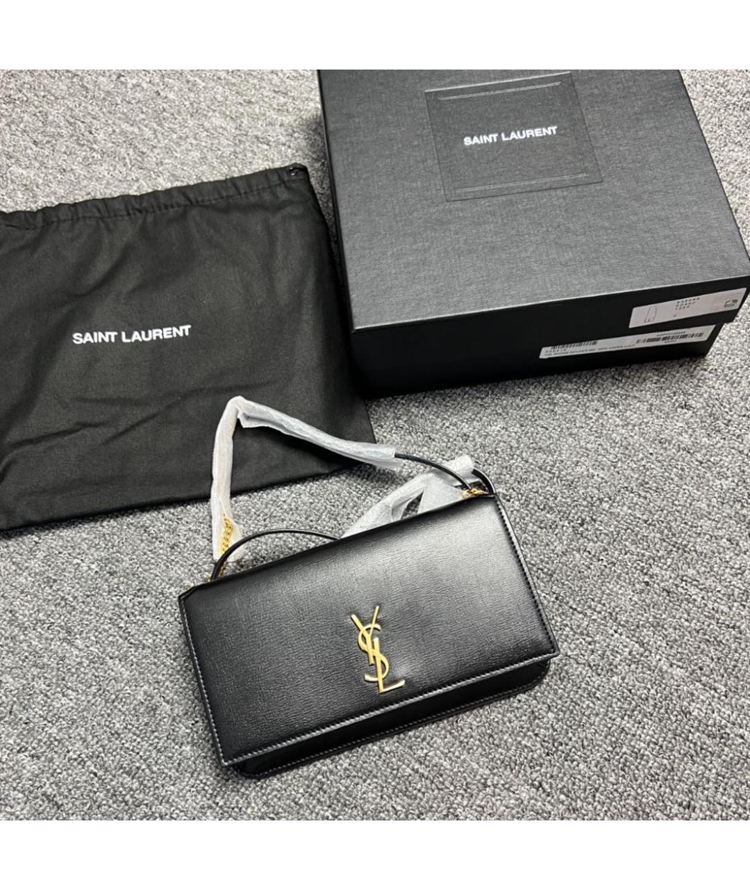 SAINT LAURENT Черная кожаная сумка через плечо, фото 2