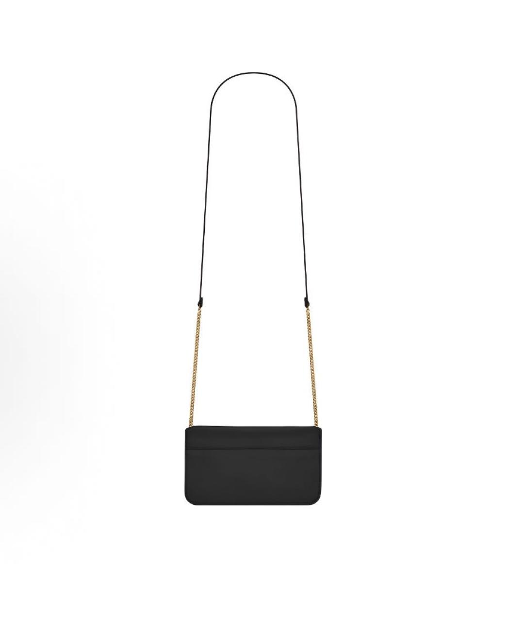 SAINT LAURENT Черная кожаная сумка через плечо, фото 3