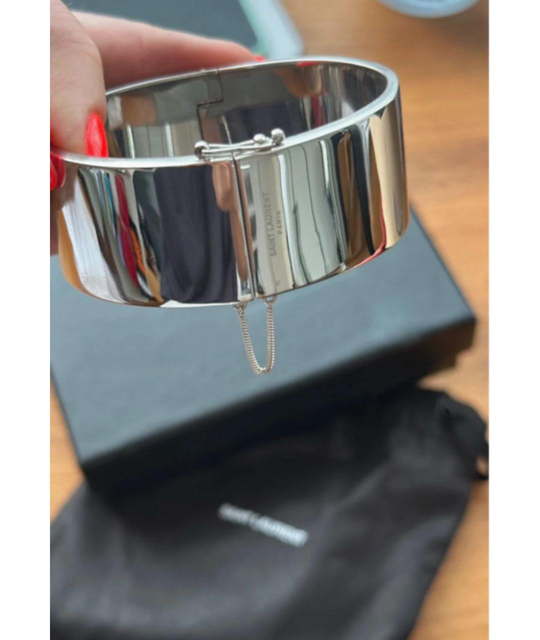 SAINT LAURENT Серебрянный металлический браслет, фото 4