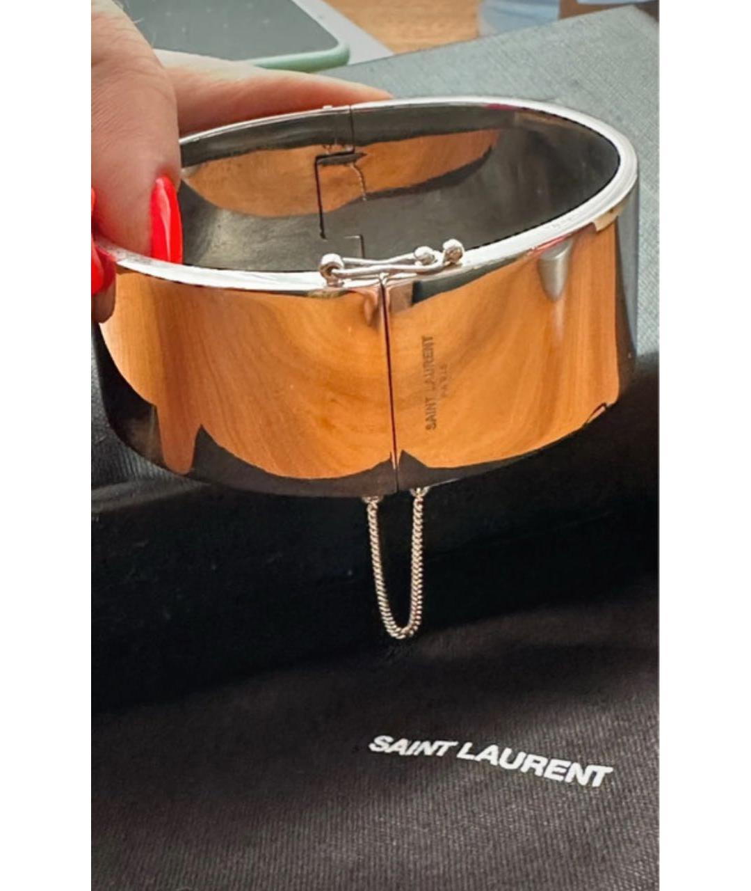 SAINT LAURENT Серебрянный металлический браслет, фото 3