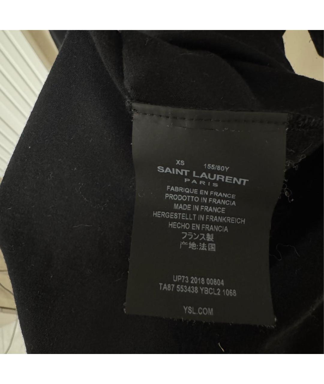 SAINT LAURENT Черная хлопковая футболка, фото 5