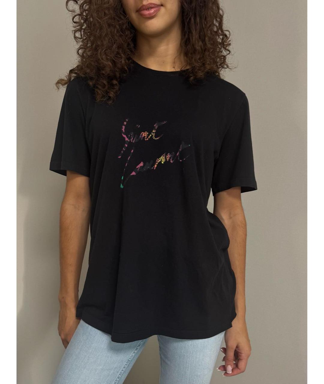 SAINT LAURENT Черная хлопковая футболка, фото 2