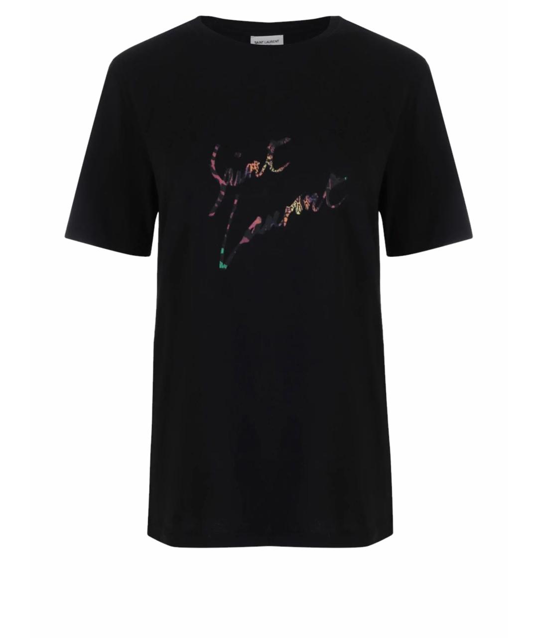 SAINT LAURENT Черная хлопковая футболка, фото 1