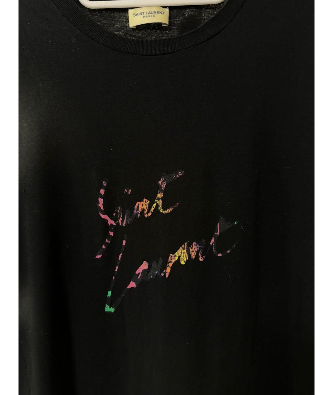 SAINT LAURENT Черная хлопковая футболка, фото 4