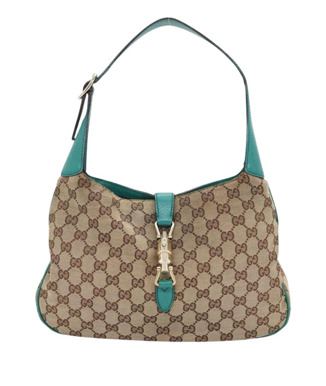 GUCCI Коричневая жаккардовая сумка через плечо, фото 1