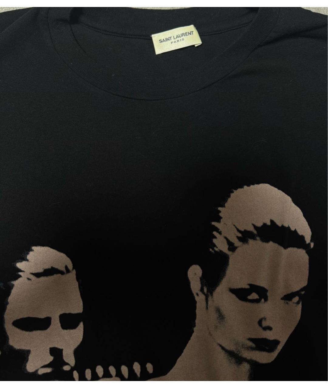 SAINT LAURENT Черная хлопковая футболка, фото 5
