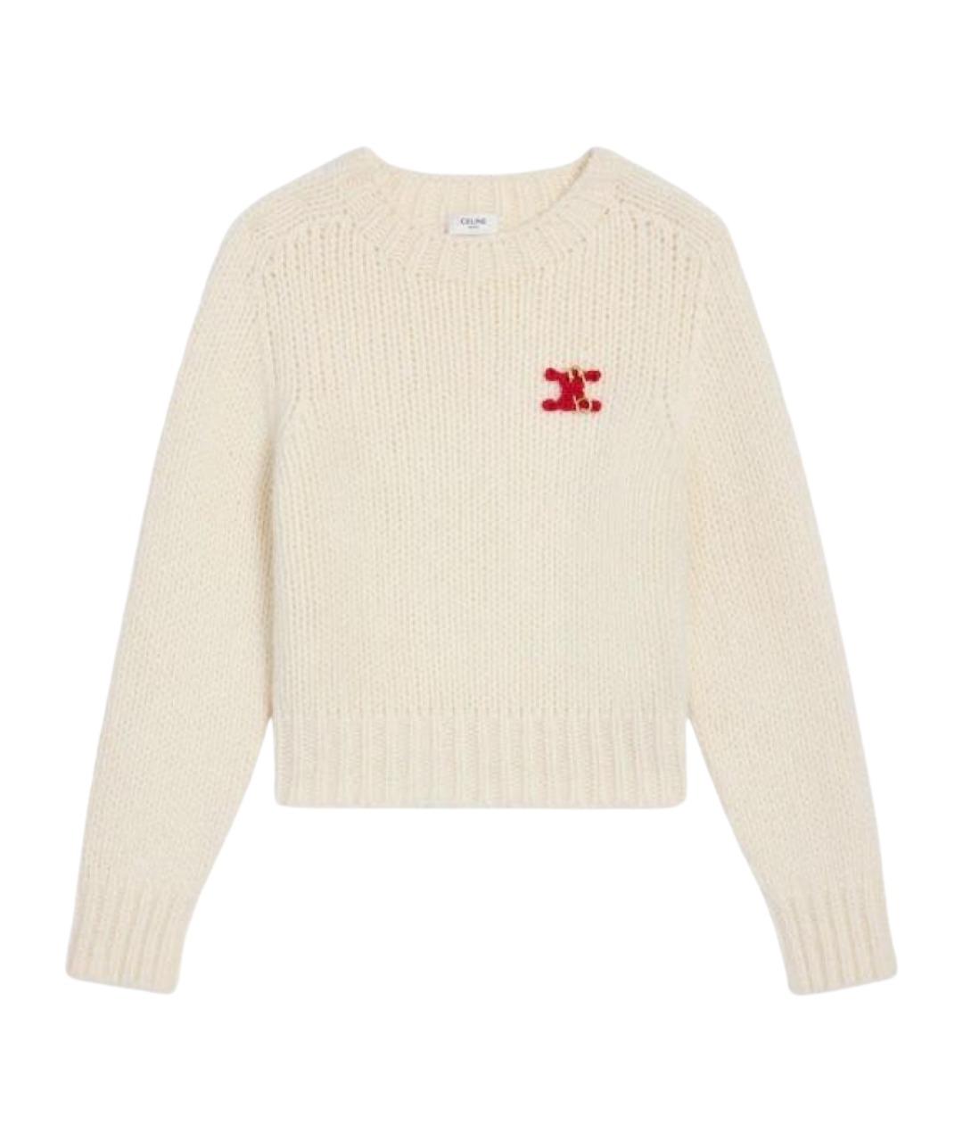 CELINE Белый кашемировый джемпер / свитер, фото 1