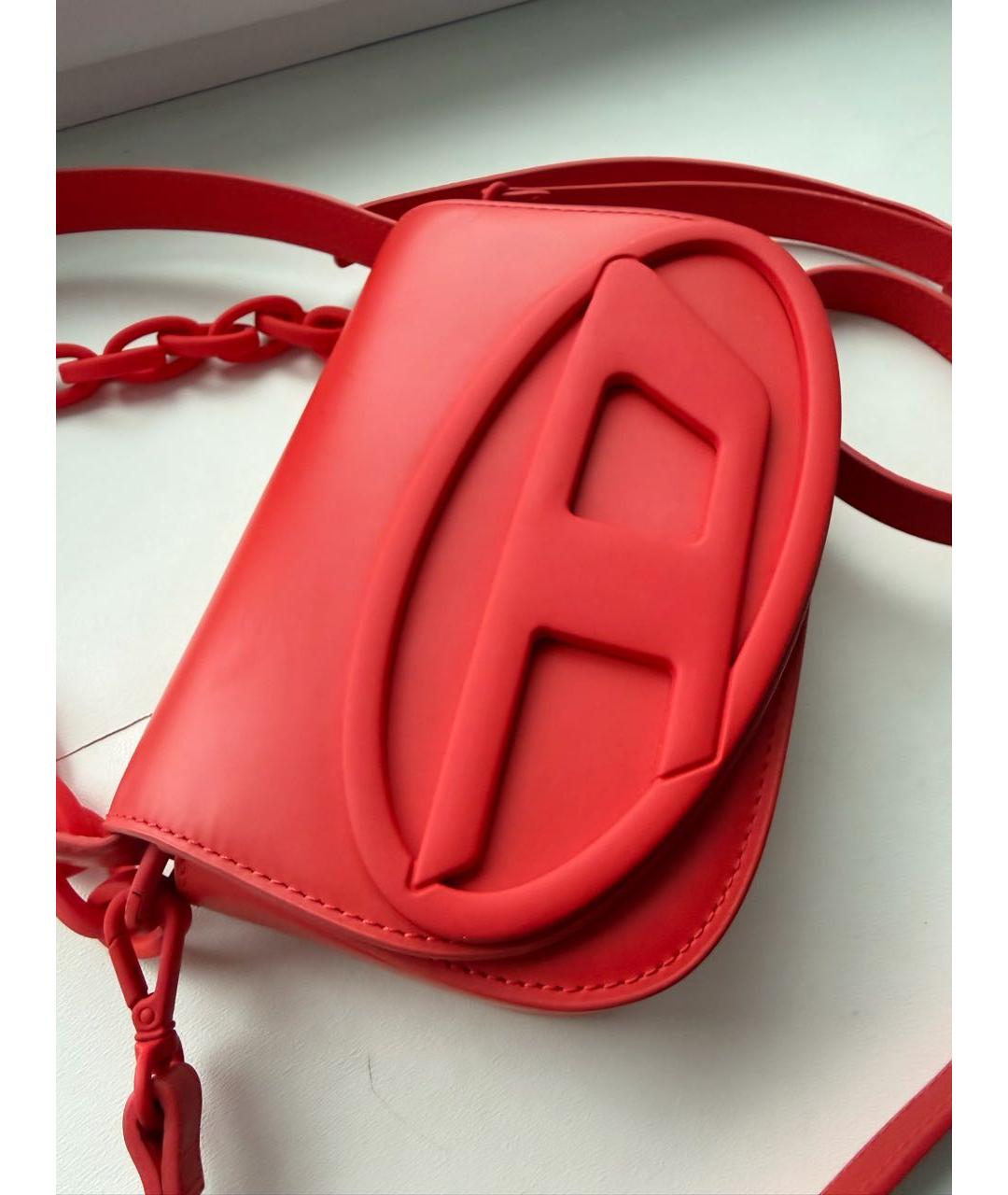 DIESEL Красная кожаная сумка с короткими ручками, фото 2