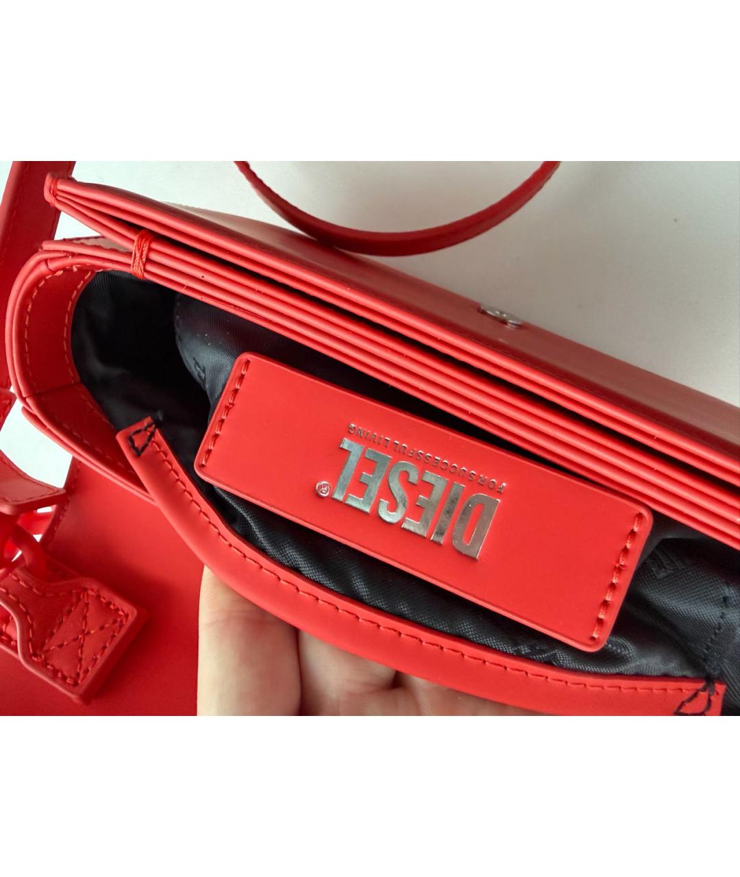 DIESEL Красная кожаная сумка с короткими ручками, фото 5