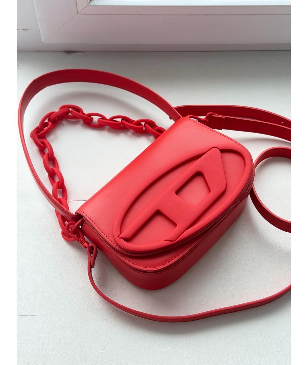 DIESEL Красная кожаная сумка с короткими ручками, фото 3