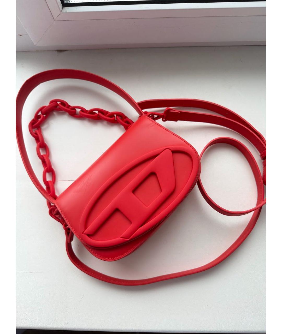 DIESEL Красная кожаная сумка с короткими ручками, фото 6