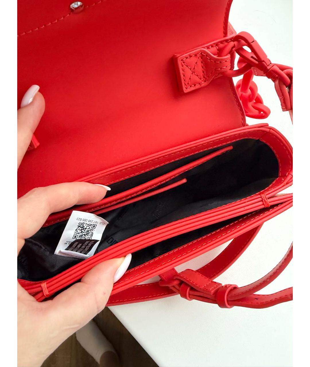 DIESEL Красная кожаная сумка с короткими ручками, фото 4