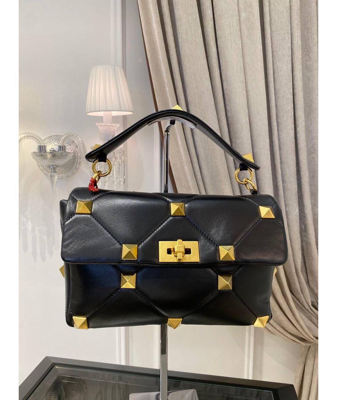 VALENTINO Черная кожаная сумка с короткими ручками, фото 2