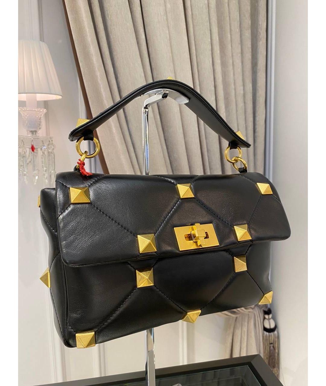 VALENTINO Черная кожаная сумка с короткими ручками, фото 3