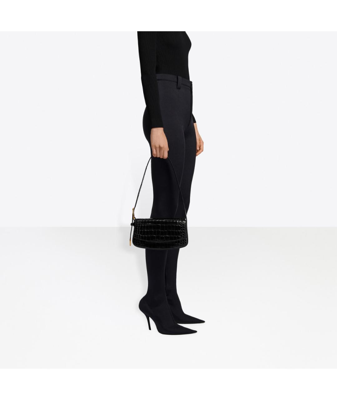 BALENCIAGA Черная кожаная сумка через плечо, фото 6