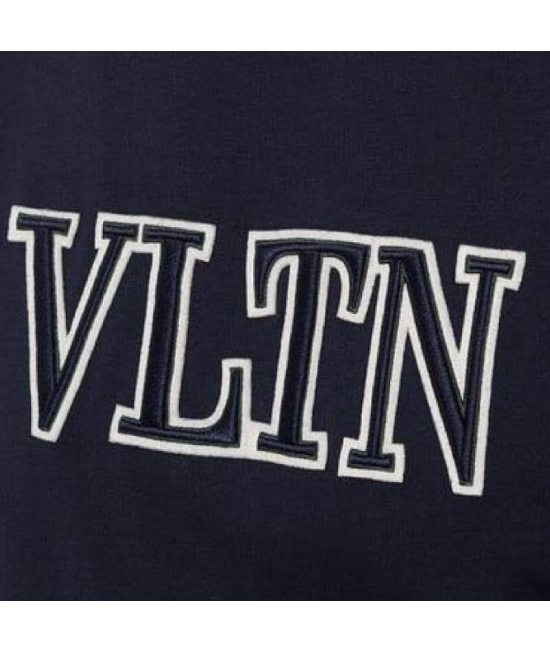 VALENTINO Темно-синяя хлопковая футболка, фото 2