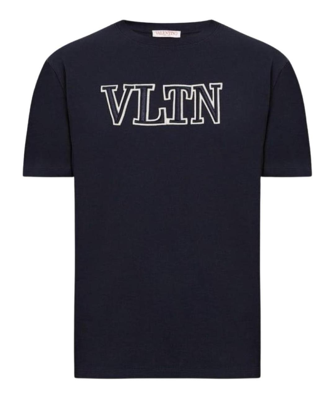 VALENTINO Темно-синяя хлопковая футболка, фото 1