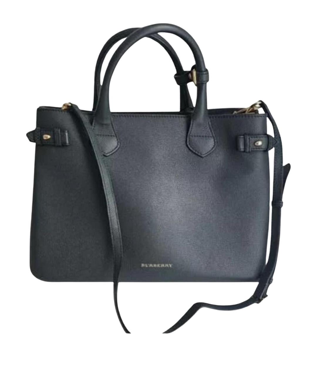 BURBERRY Черная кожаная сумка с короткими ручками, фото 1