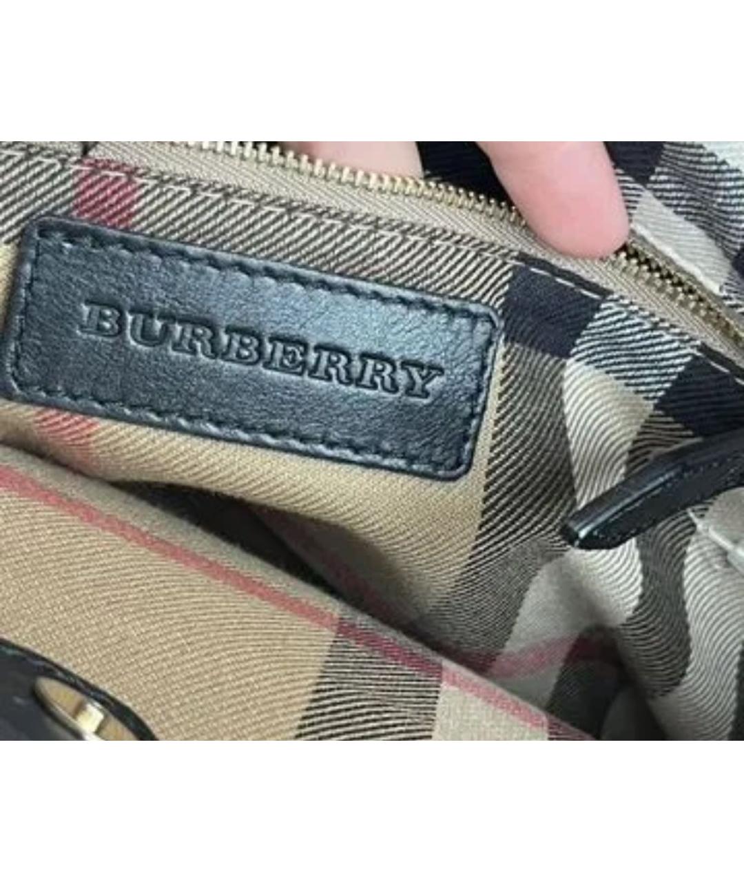 BURBERRY Черная кожаная сумка с короткими ручками, фото 5