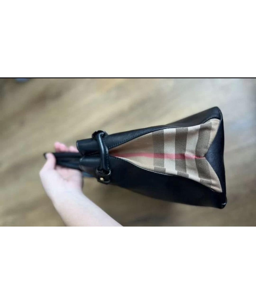 BURBERRY Черная кожаная сумка с короткими ручками, фото 3