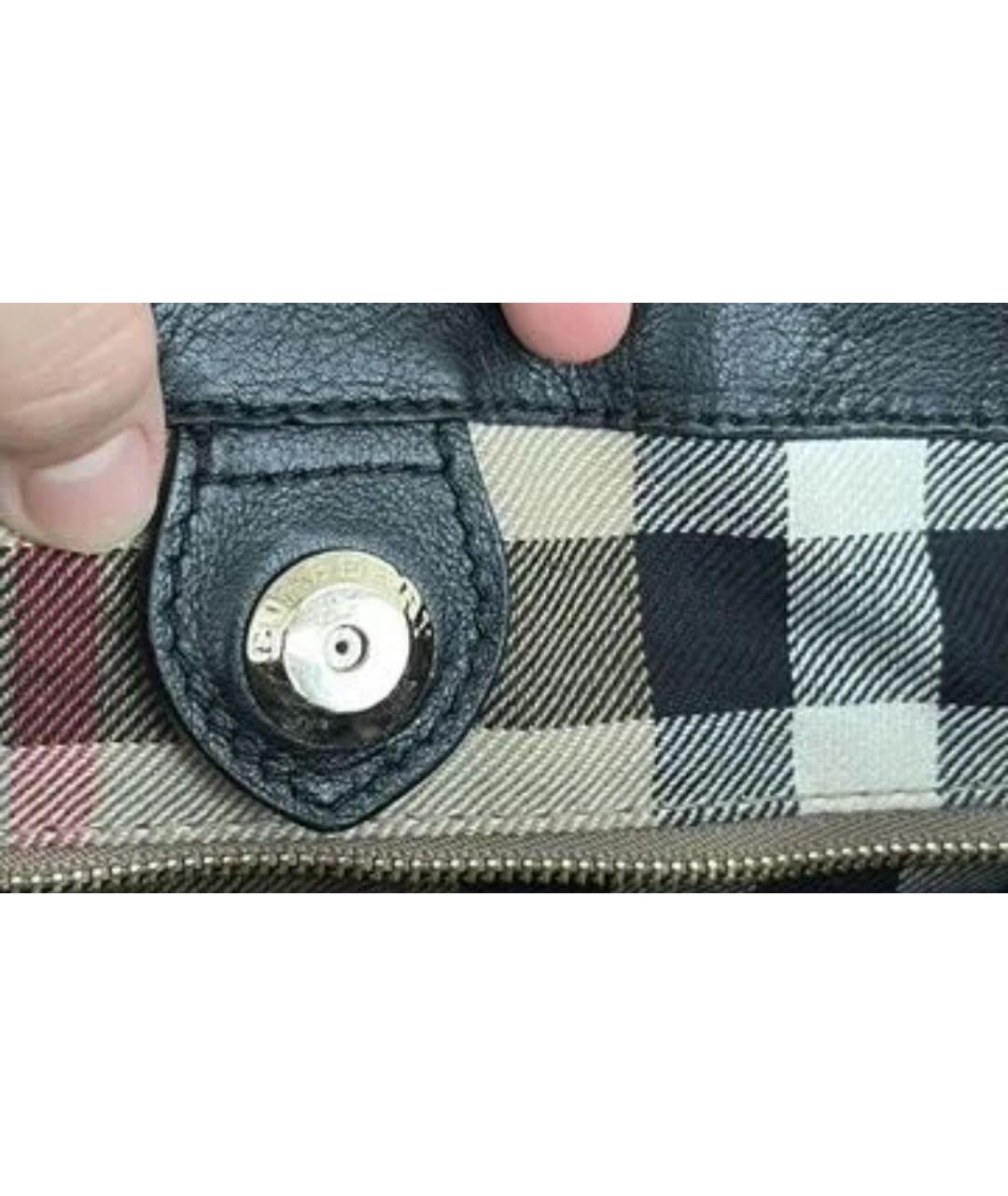 BURBERRY Черная кожаная сумка с короткими ручками, фото 4