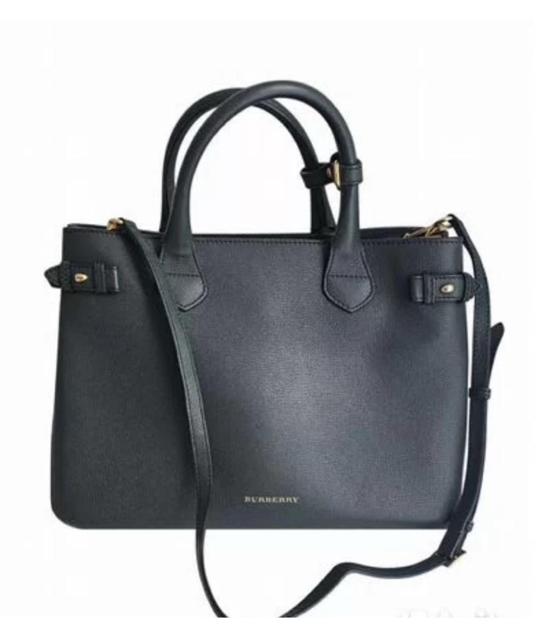 BURBERRY Черная кожаная сумка с короткими ручками, фото 6