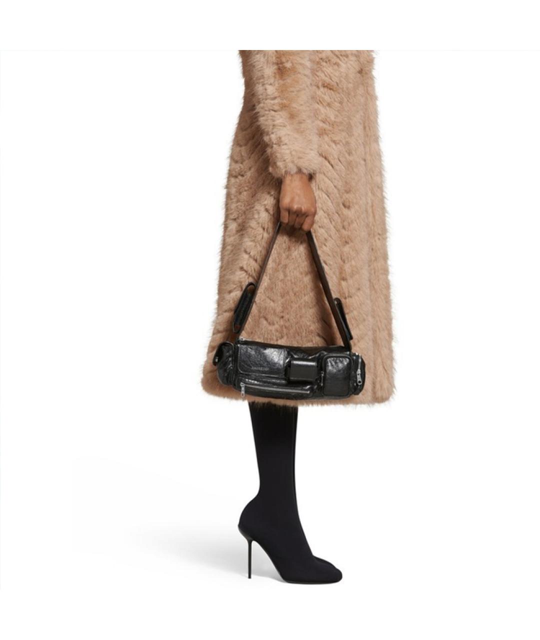 BALENCIAGA Черная кожаная сумка через плечо, фото 9