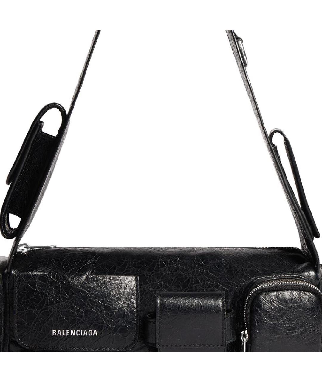 BALENCIAGA Черная кожаная сумка через плечо, фото 6
