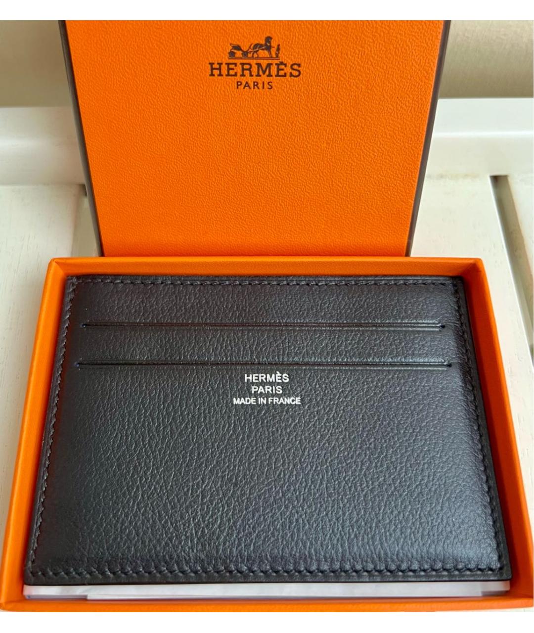 HERMES Черный кожаный кардхолдер, фото 3