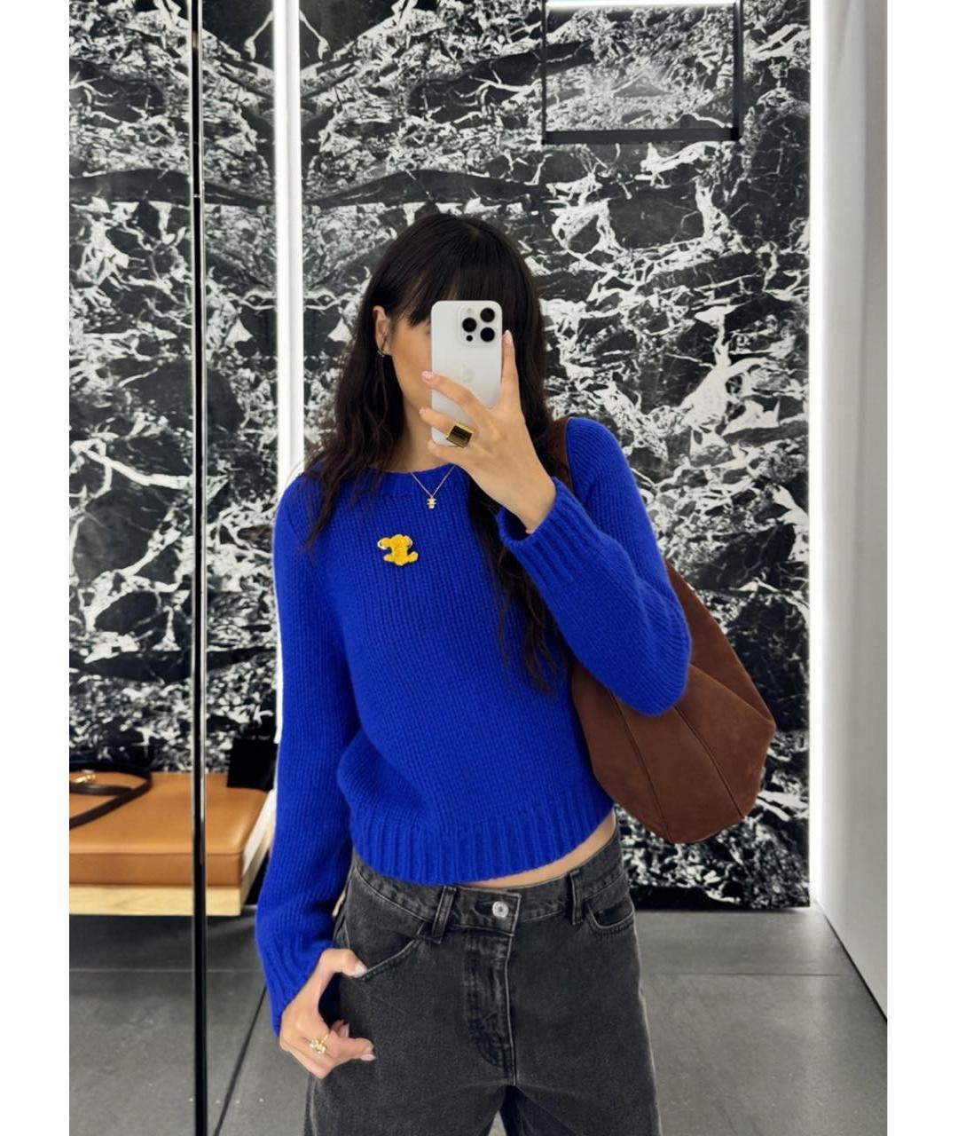 CELINE Синий кашемировый джемпер / свитер, фото 6