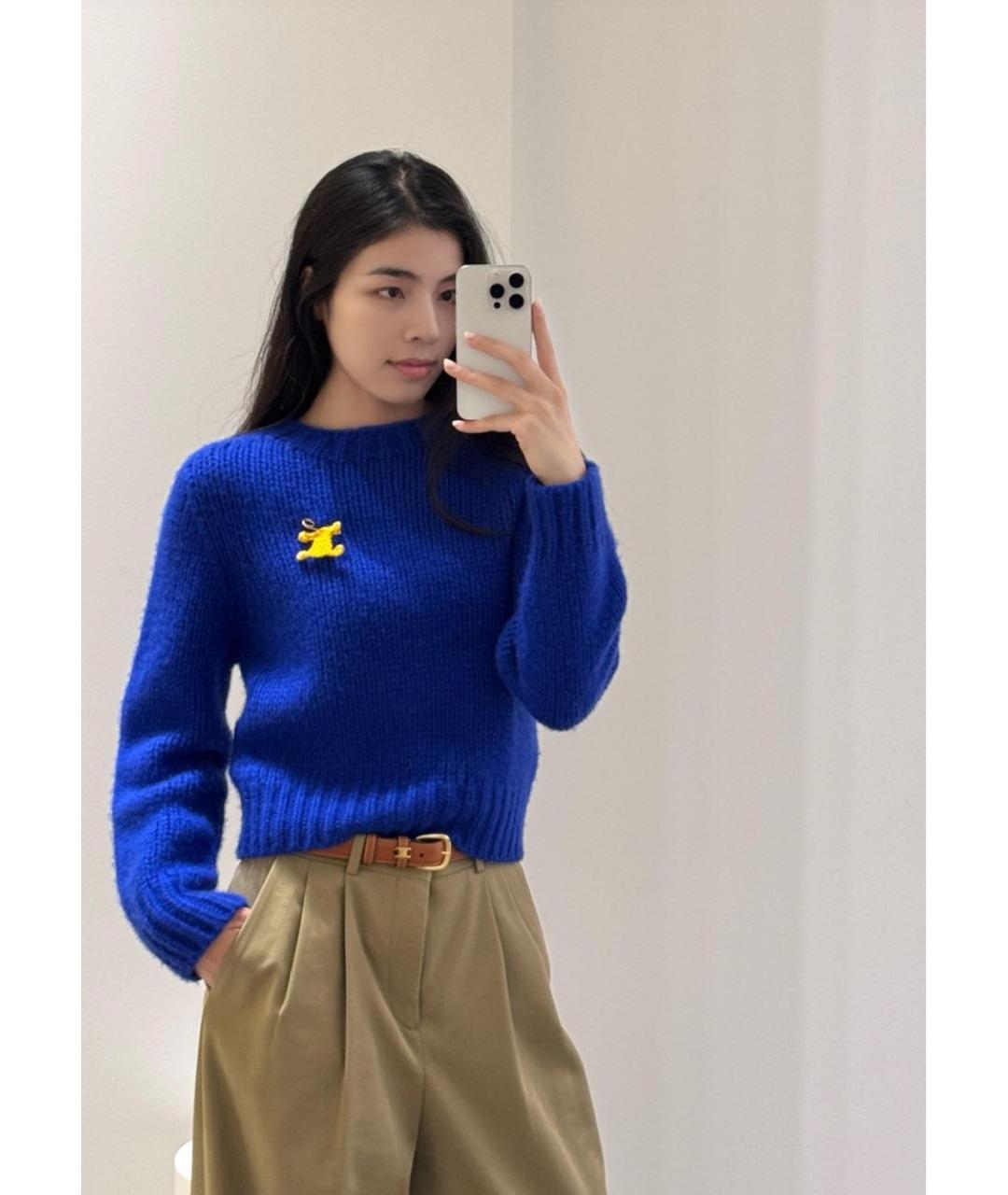 CELINE Синий кашемировый джемпер / свитер, фото 2