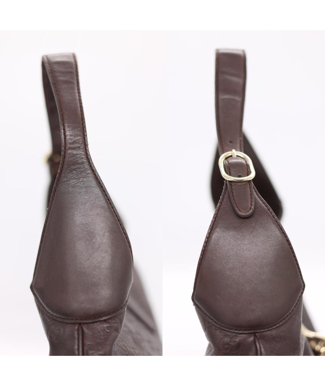 GUCCI Коричневая кожаная сумка через плечо, фото 4