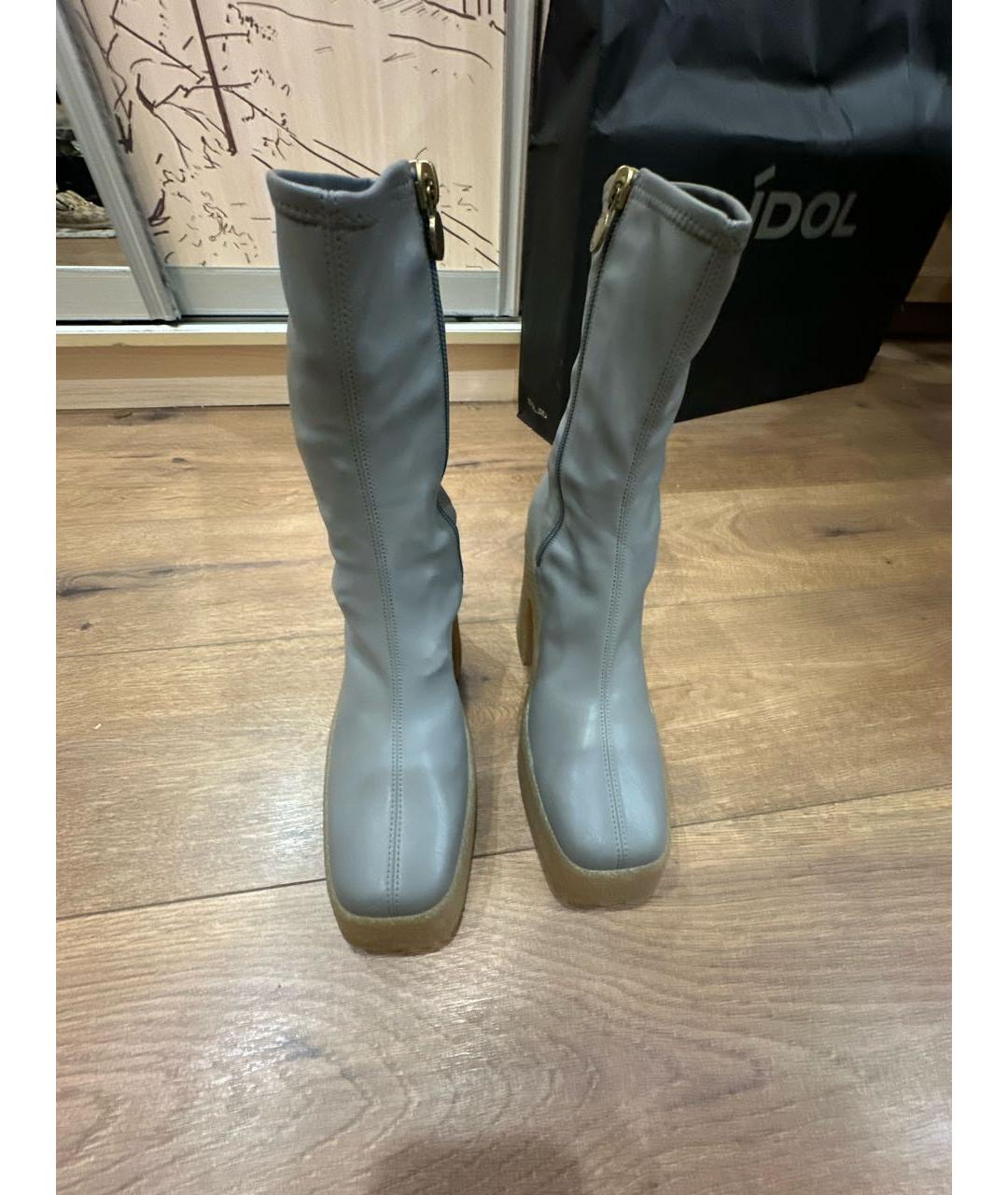 STELLA MCCARTNEY Серые ботильоны из искусственной кожи, фото 2