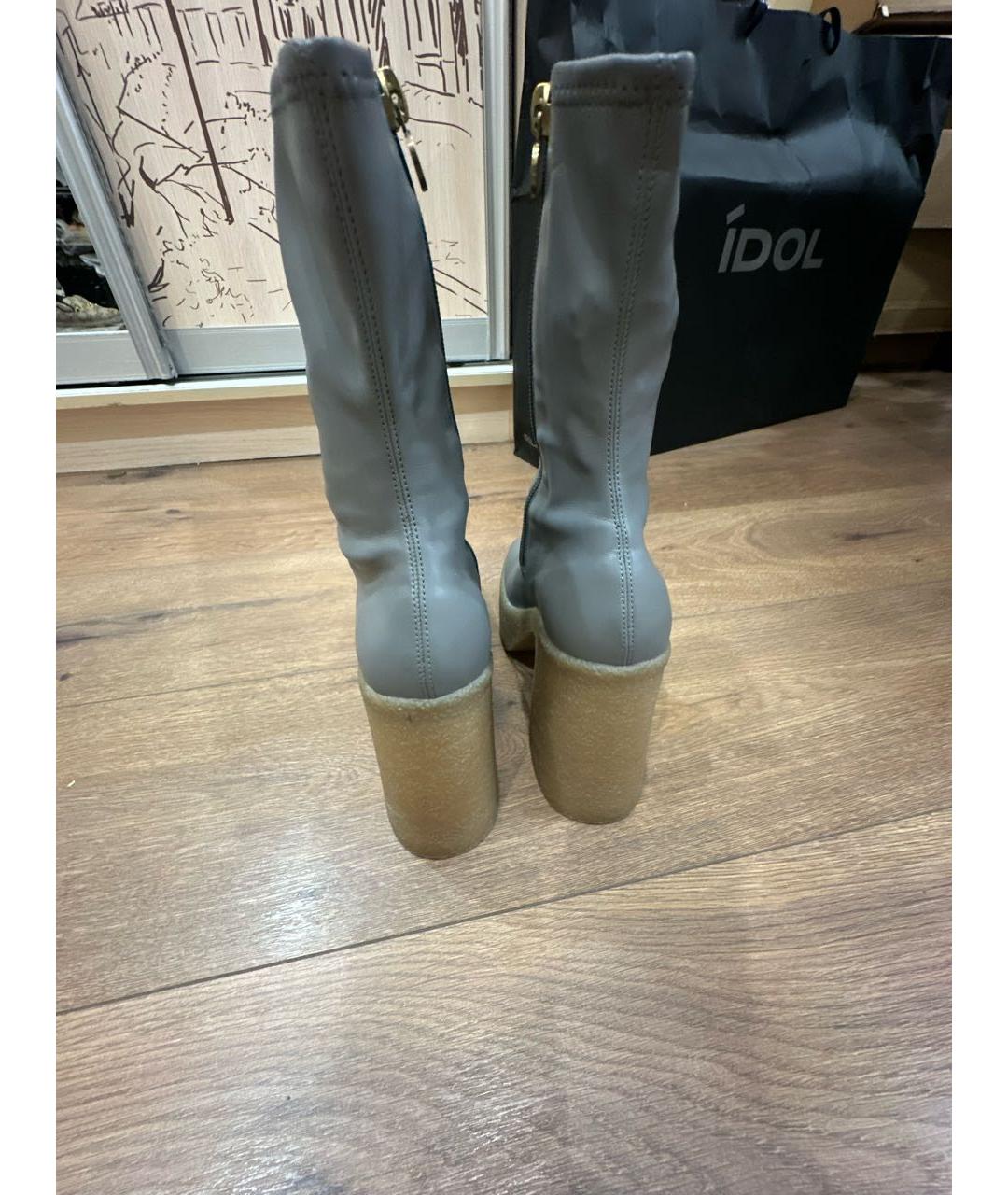 STELLA MCCARTNEY Серые ботильоны из искусственной кожи, фото 4