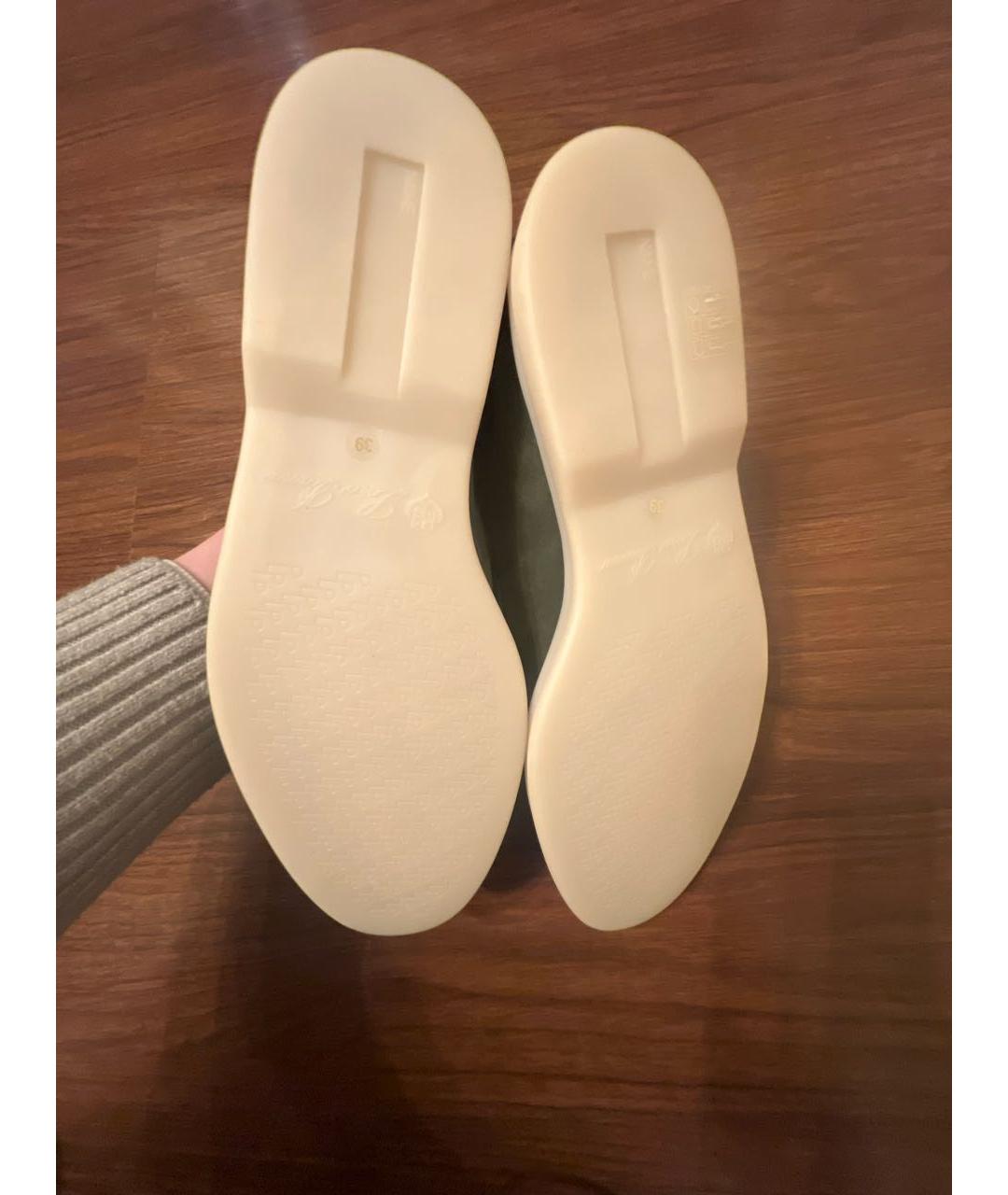 LORO PIANA Хаки замшевые лоферы, фото 4