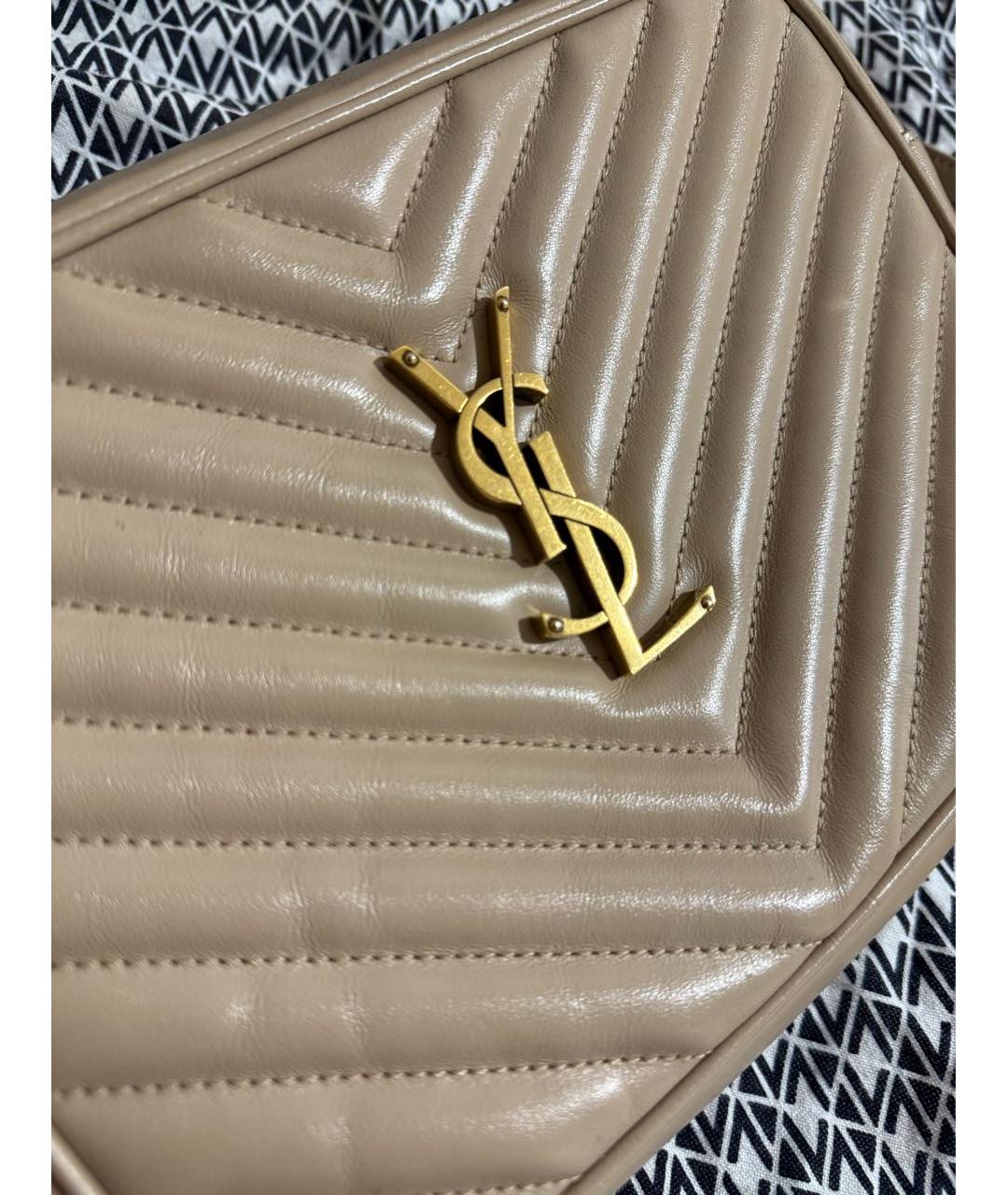 SAINT LAURENT Бежевая кожаная сумка через плечо, фото 2