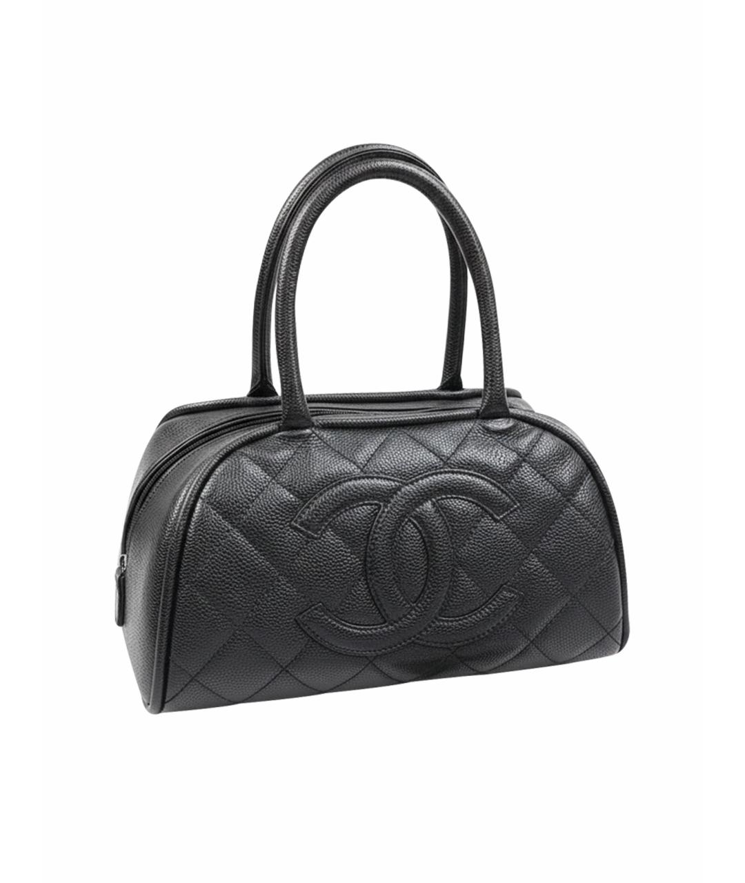 CHANEL Черная кожаная сумка с короткими ручками, фото 1