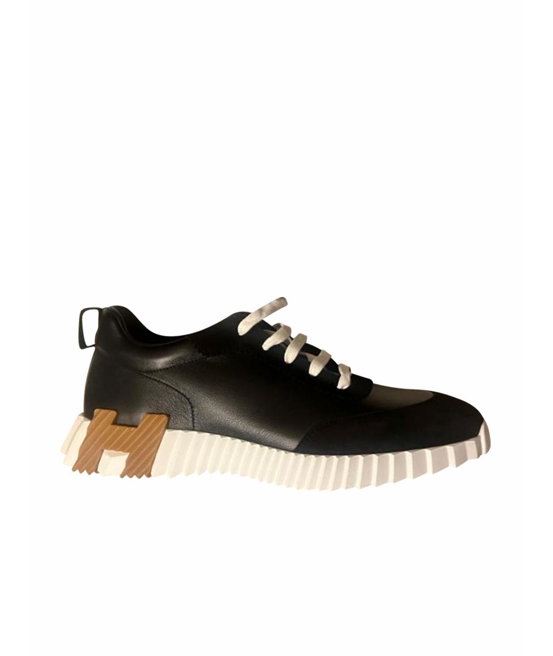 HERMES Черные кожаные низкие кроссовки / кеды, фото 1