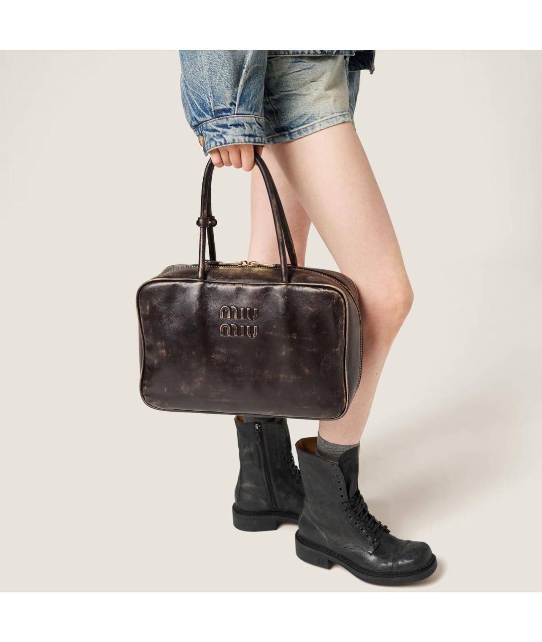 MIU MIU Коричневая кожаная сумка тоут, фото 3
