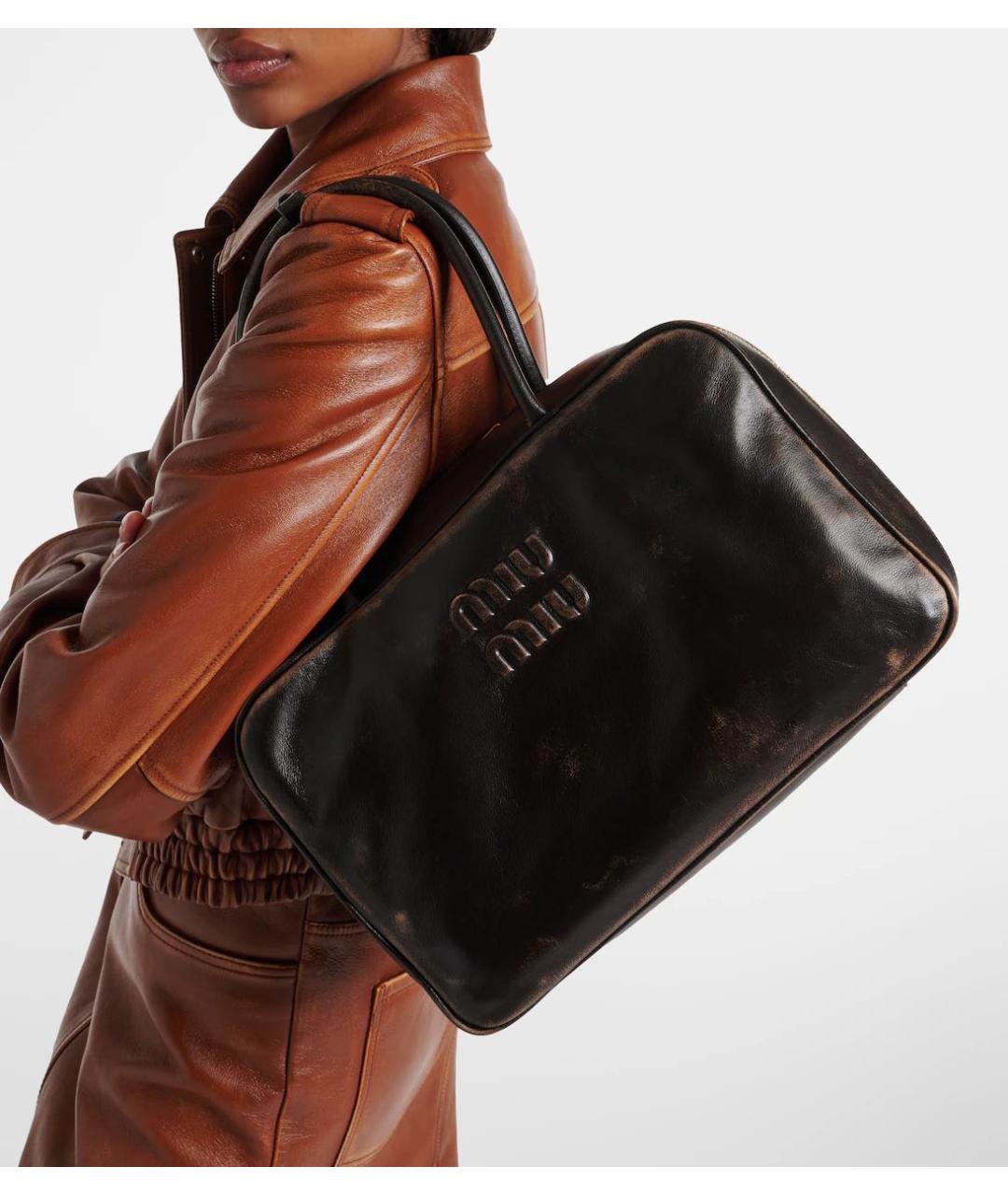 MIU MIU Коричневая кожаная сумка тоут, фото 5