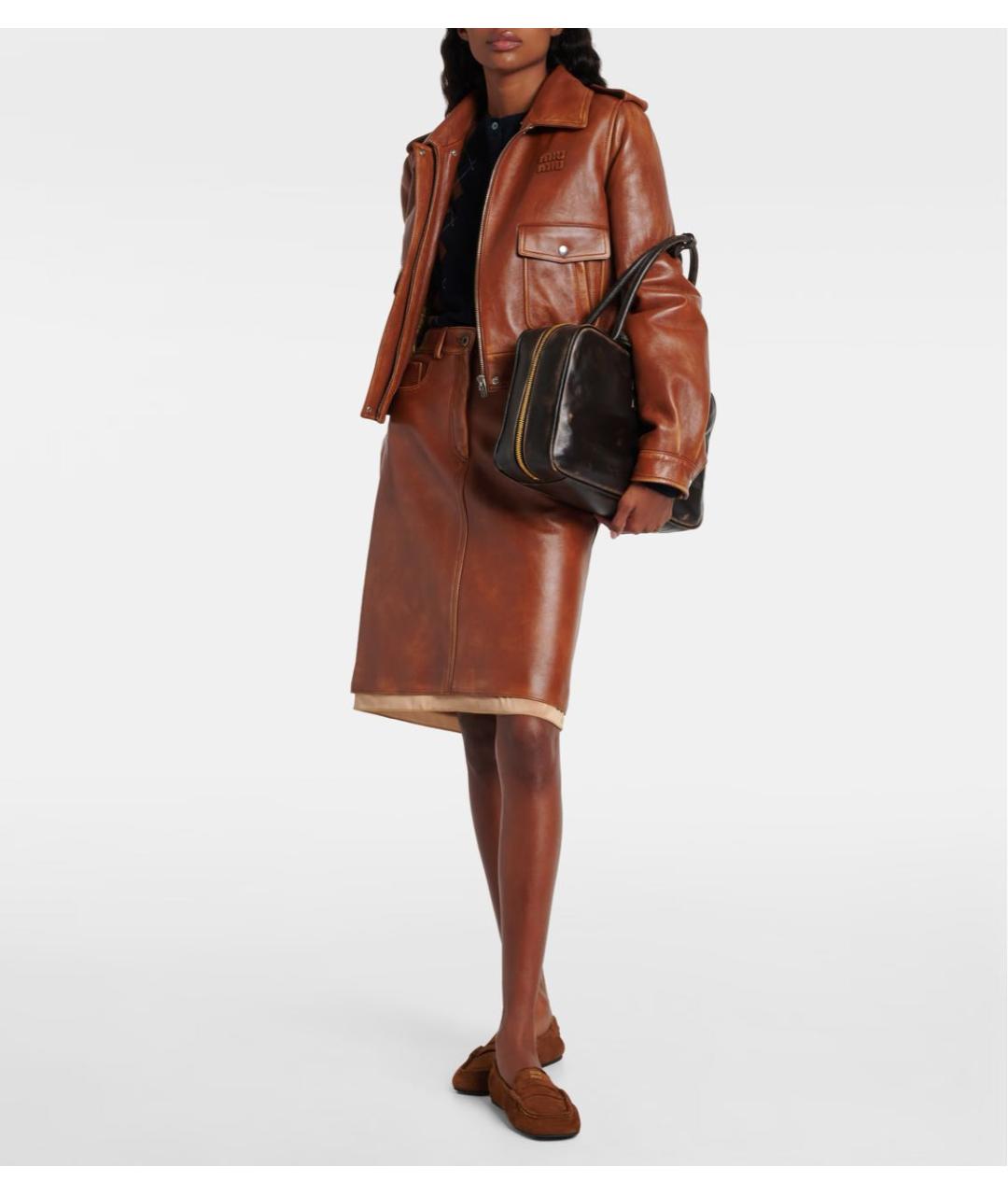 MIU MIU Коричневая кожаная сумка тоут, фото 4