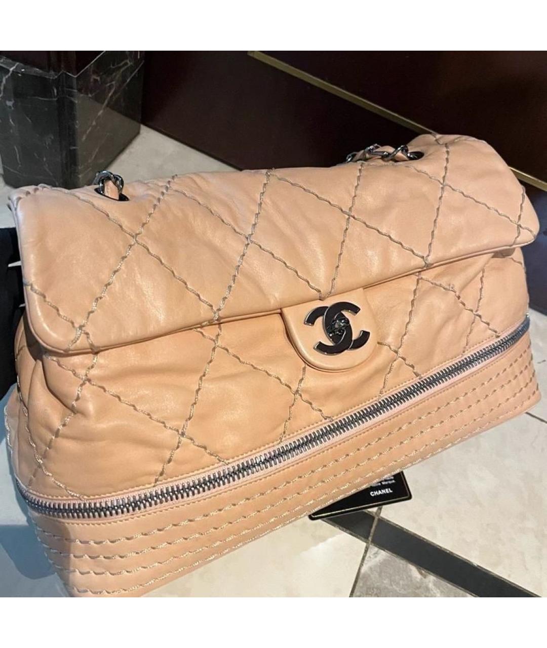 CHANEL Бежевая кожаная сумка через плечо, фото 2