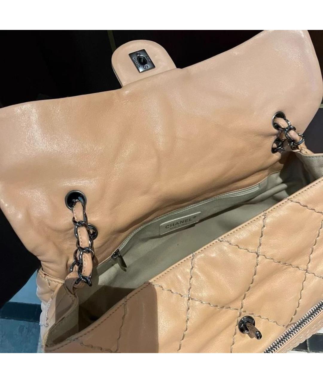 CHANEL Бежевая кожаная сумка через плечо, фото 4