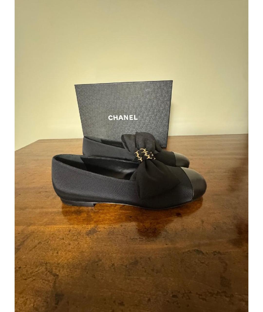 CHANEL Черные текстильные балетки, фото 5