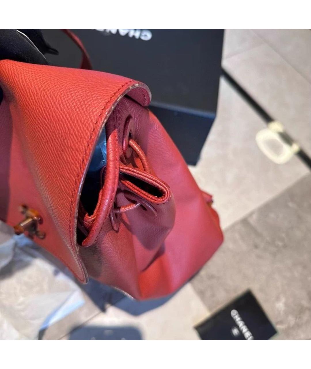 CHANEL Розовый кожаный рюкзак, фото 7