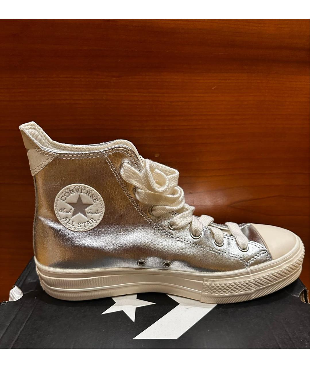 CONVERSE Серебряные кеды из искусственной кожи, фото 9