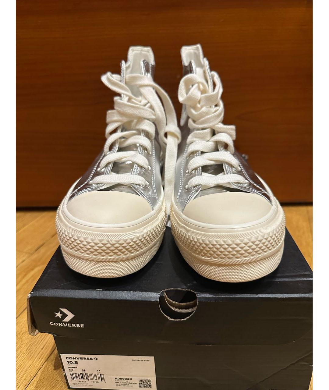 CONVERSE Серебряные кеды из искусственной кожи, фото 2