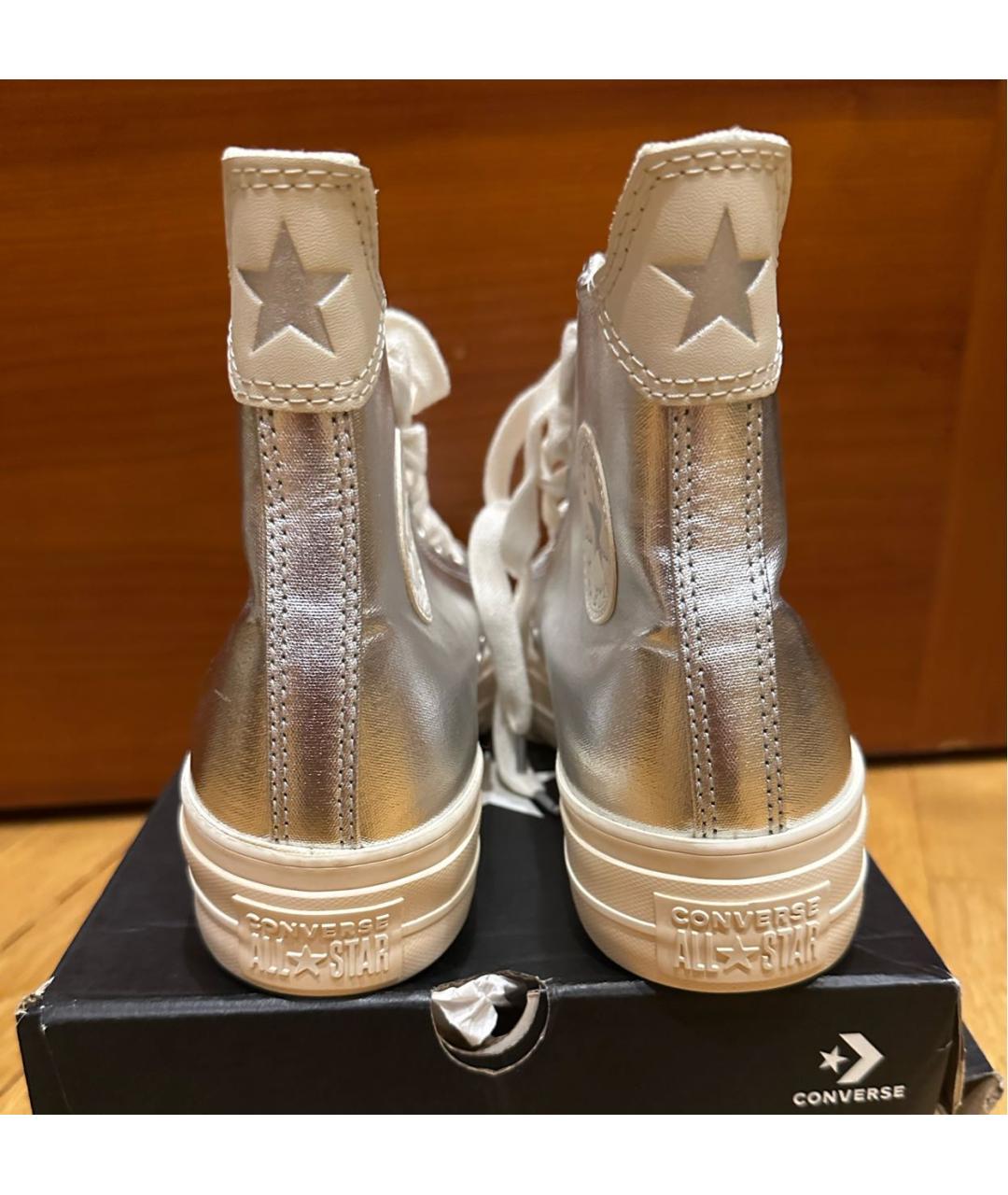 CONVERSE Серебряные кеды из искусственной кожи, фото 4