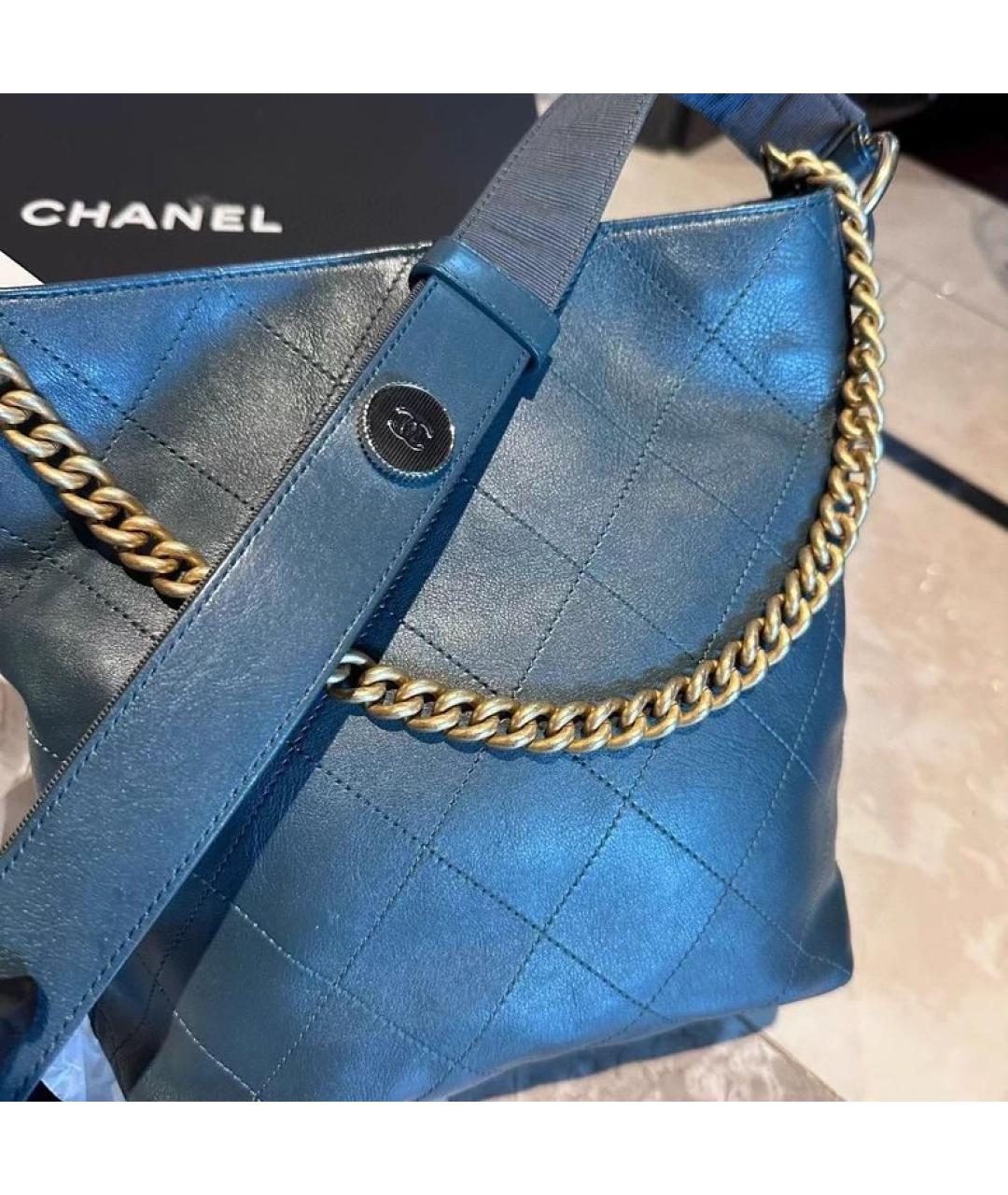 CHANEL Синяя кожаная сумка через плечо, фото 7